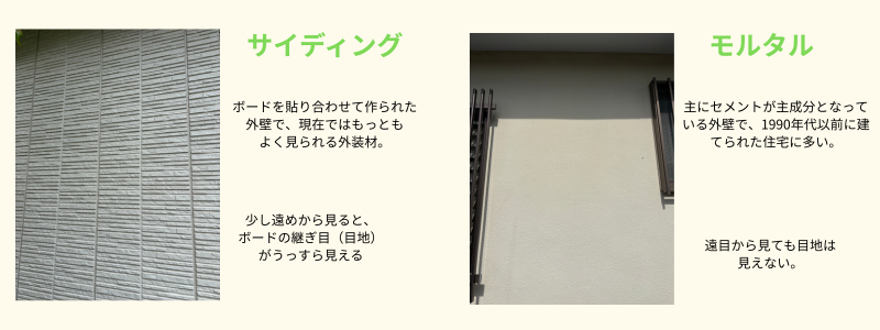 サイディングとモルタルの違い図